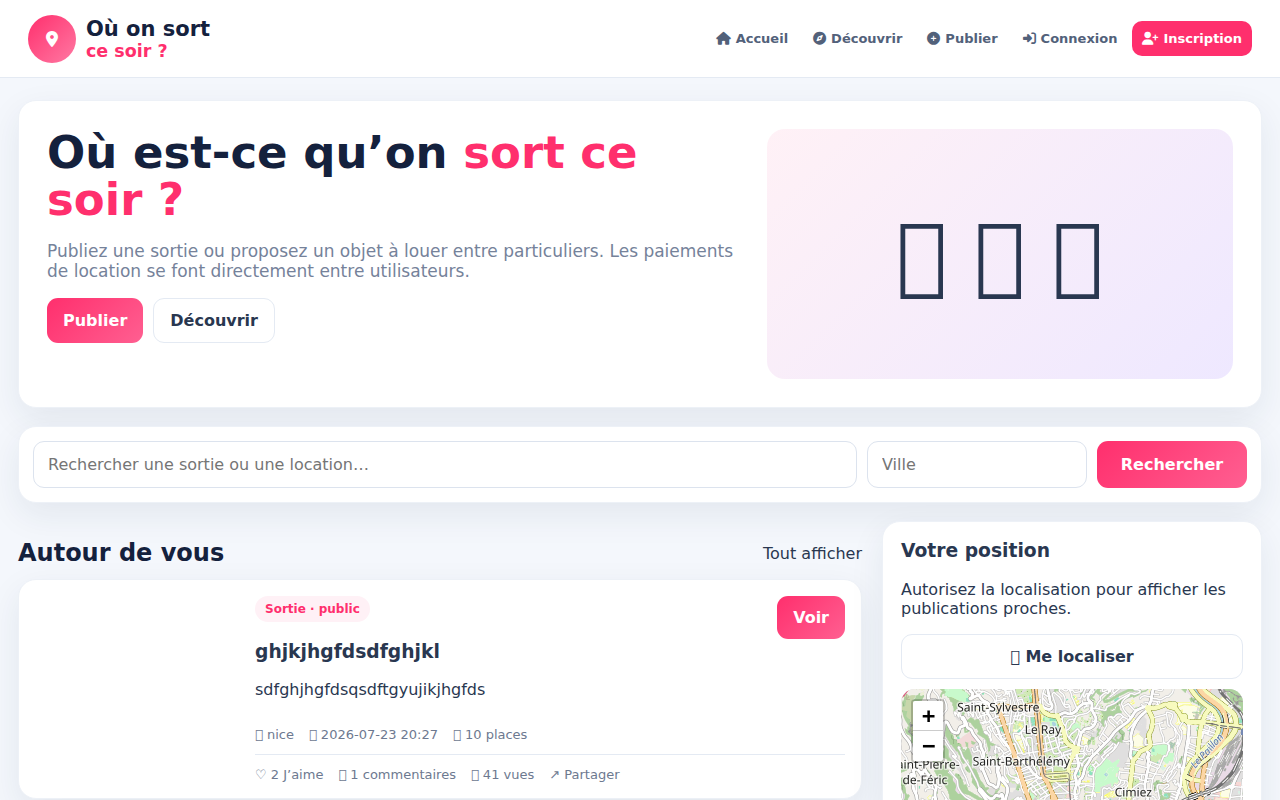 Apercu de Accueil — Où on sort ce soir ?